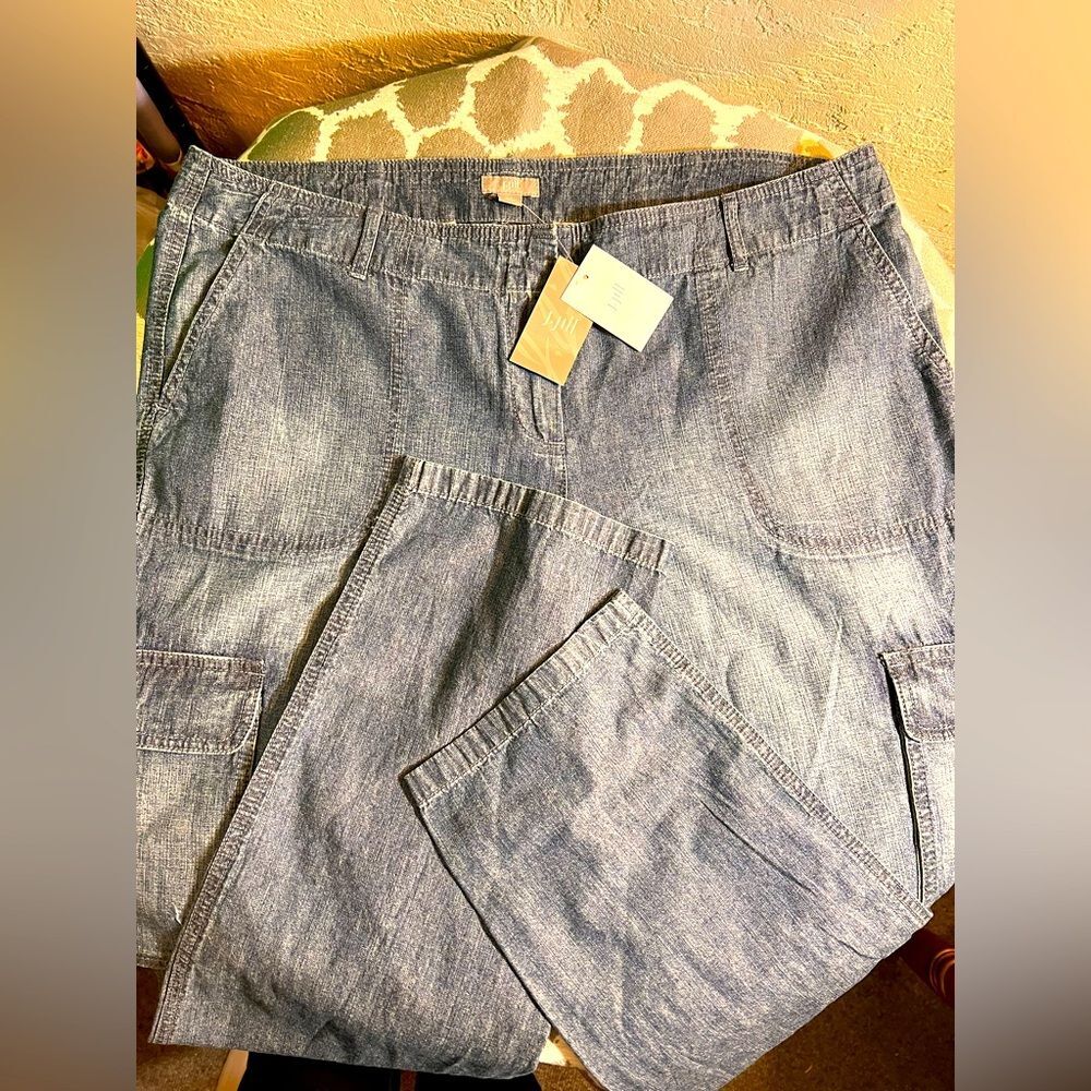 J Jill Chambray Denim NWT Cargo lightweight denim retail $89 plus sz 14